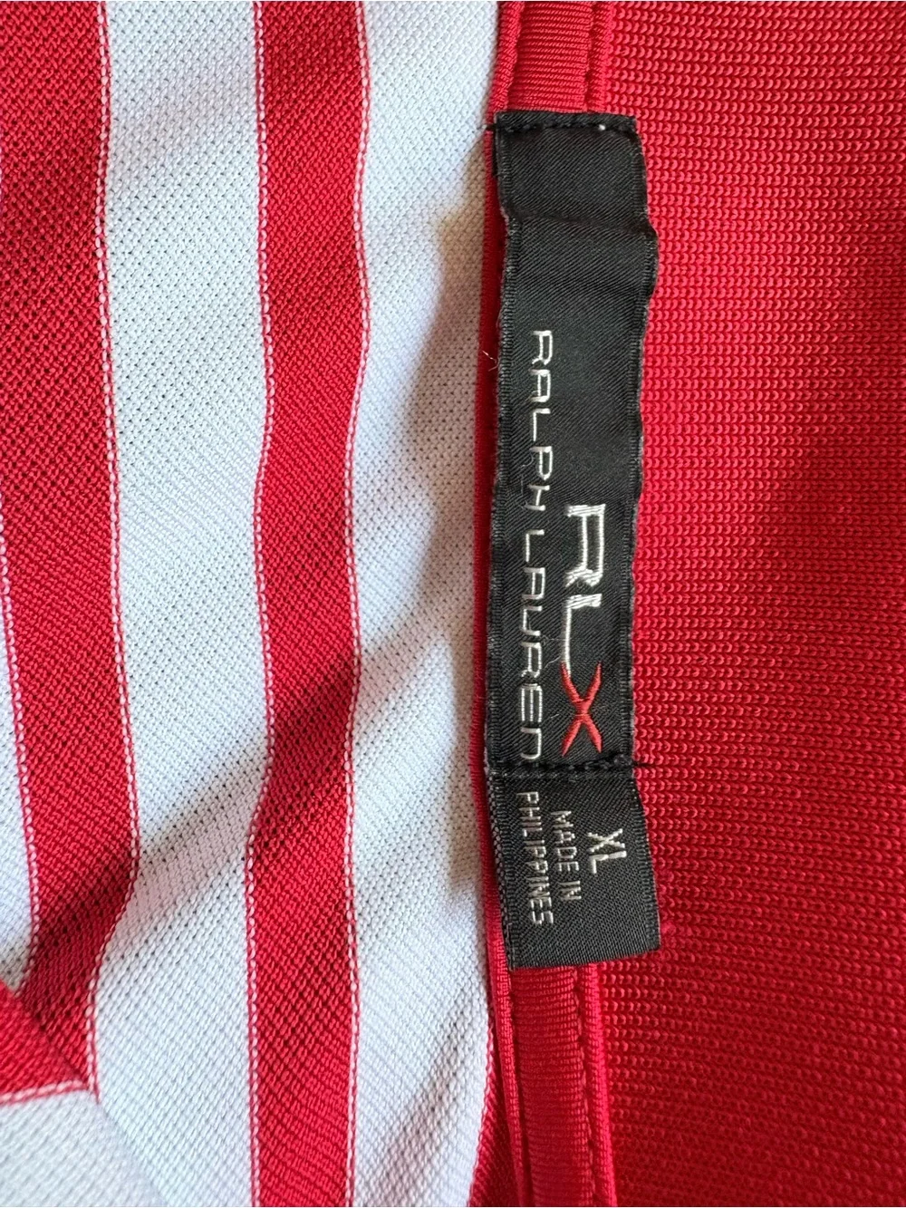 RLX Ralph Lauren Sea Island Red White Striped Golf Polo Shirt Mens XL